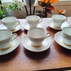 Golden Swirl Enoch Wedgwood Tunstall LTD England. Cups and Saucers